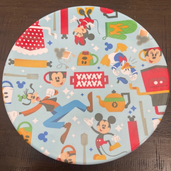 Disney Other - Disney Parks Melamine Dinner Plate Mickey Minnie Donald Goofy Kitchen Print 9"